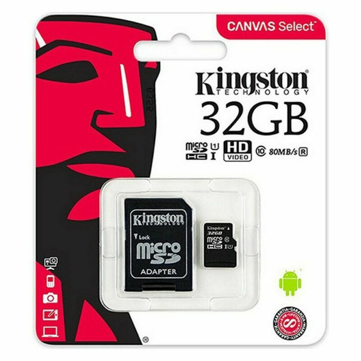 Cartão de Memória Micro SD com Adaptador Kingston Canvas Select Plus 128 GB